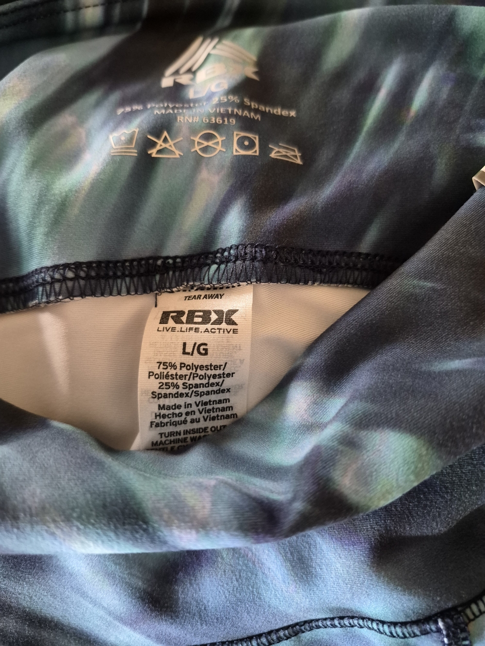 RBX Teal and Navy Tie-Dye Active Leggings - Picture 2 of 4